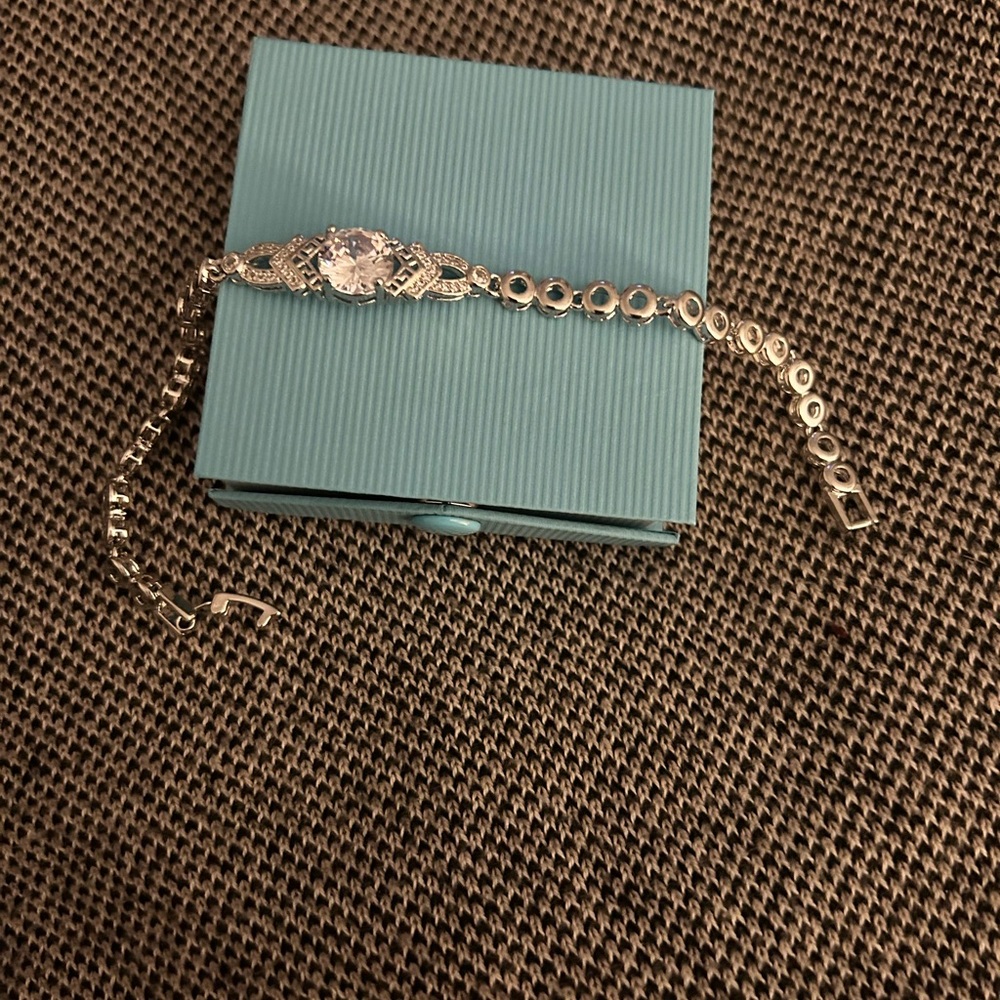 SOLD Elegant 925 Italy Silver Bracelet with Crystal Accent